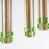 Ceiling lamp with 3 branches aluminum and glass 60s