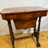 A Romantic Victorian Burr Walnut Sewing & Work Table Mid–Late 19th Cen
