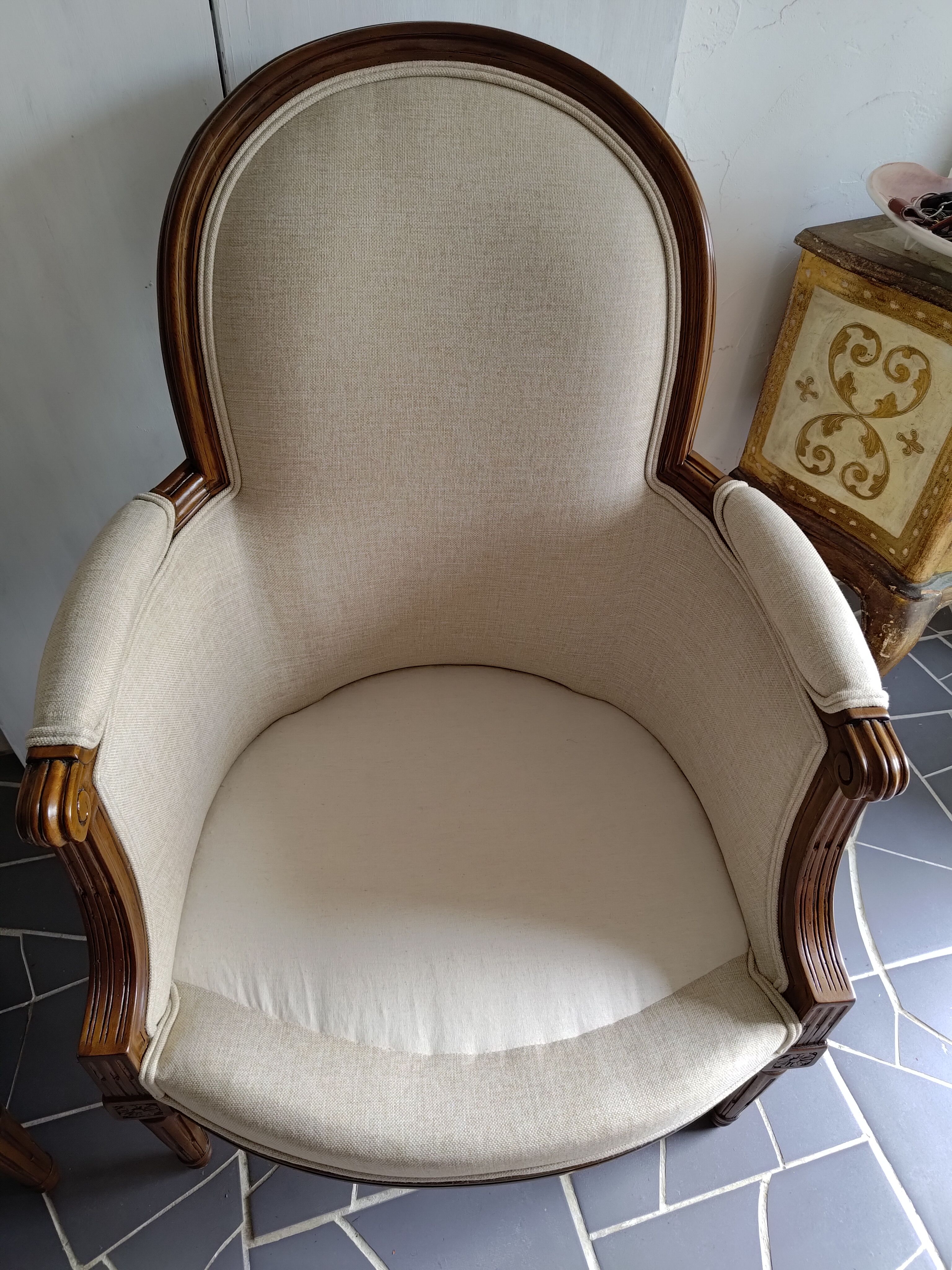 pair of Louis XVI style bergères armchairs