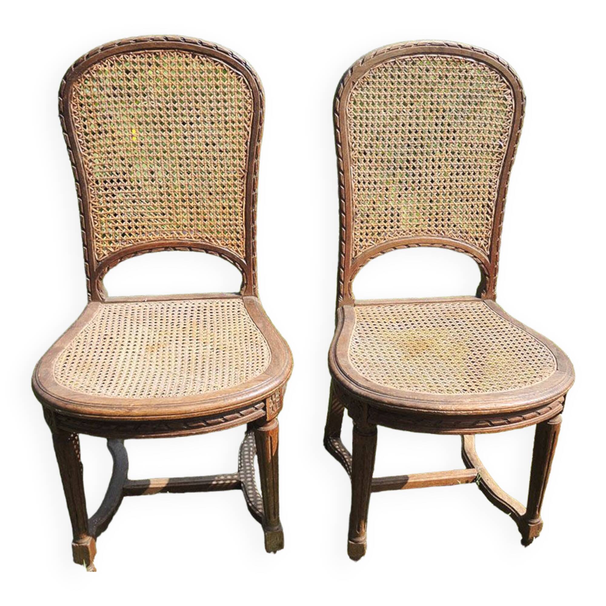 2 carved wood chairs & canning