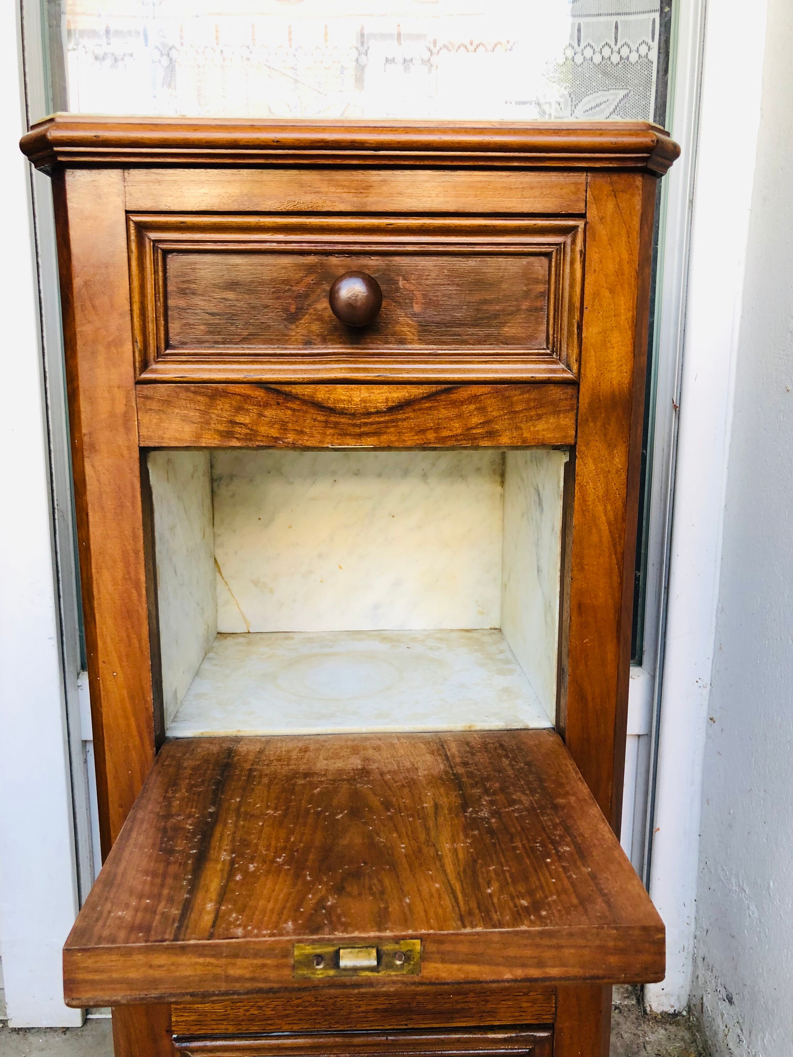 Old bedside, a niche and three drawers