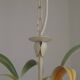 French Vintage Cream 3 Light Chandelier Green and Peach Leaves