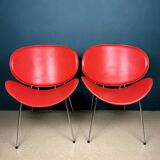 Set of red lounge chairs, Italy, 1990s