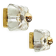 Pair of ice glass and brass wall lamps by Sische