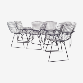 Lot de 8 chaises Bertoia noires des années 50