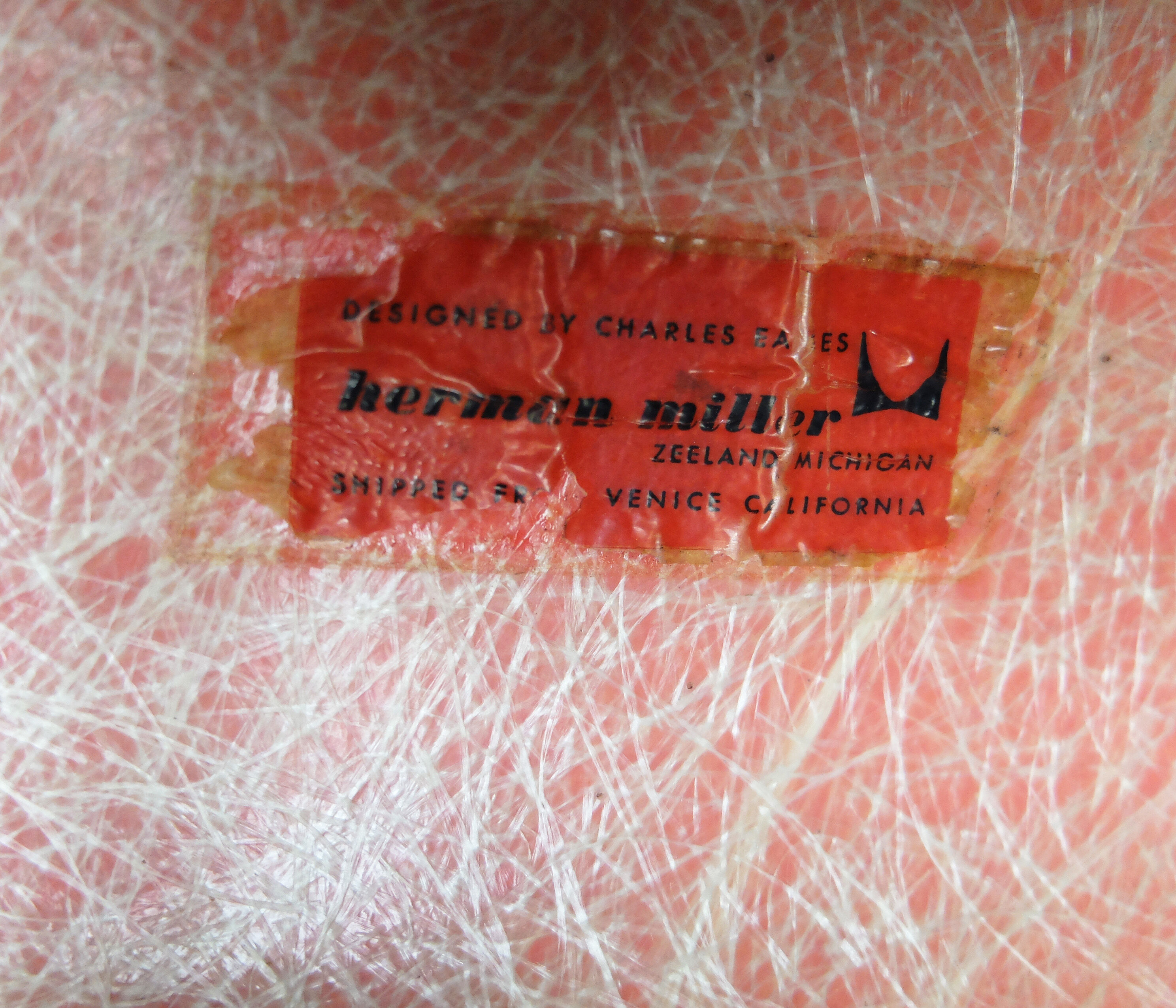 Fauteuil DAR par Charles & Ray Eames pour Zenith Plastics, red ou salmon, 1950