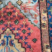 Old sinkiang oriental rug handmade 68 x 139 cm
