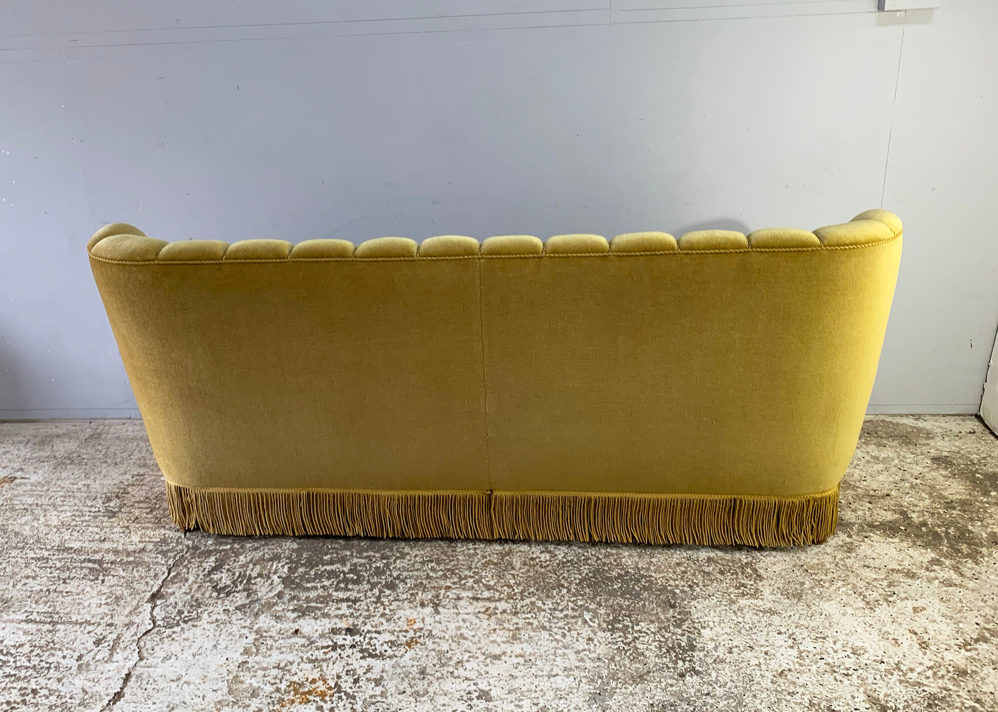 1930’s danish art deco 3 seat yellow velour sofa