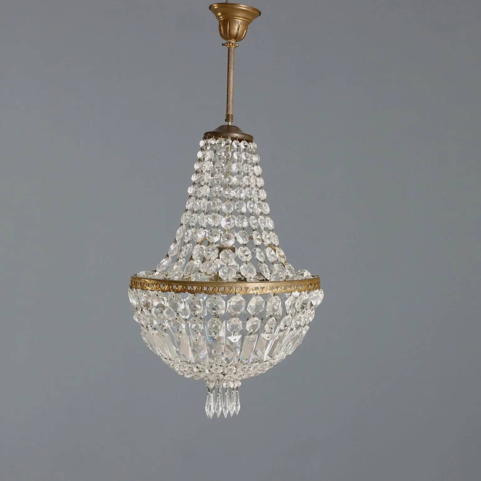 Antique metal and glass chandelier, Italy, 19th century