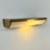 Vintage XL wall light, matte gold metal and perspex, France, 1960.