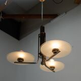 Lustre Bauhaus, fonctionnaliste en chrome et verre, 1920