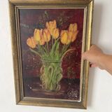 Painting yellow tulip flowers