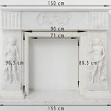 French Carrara marble fire place with Adam and Eve decoration