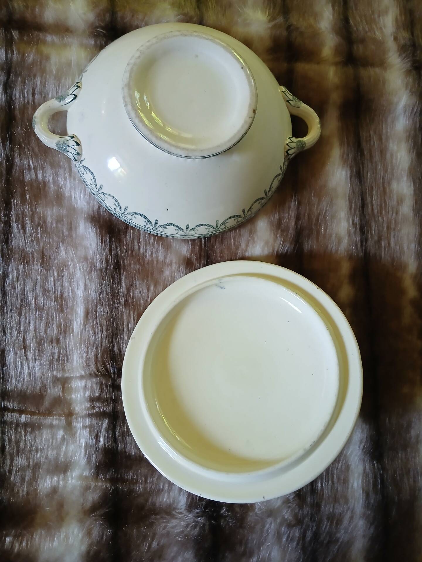 Small antique soup tureen in ironstone