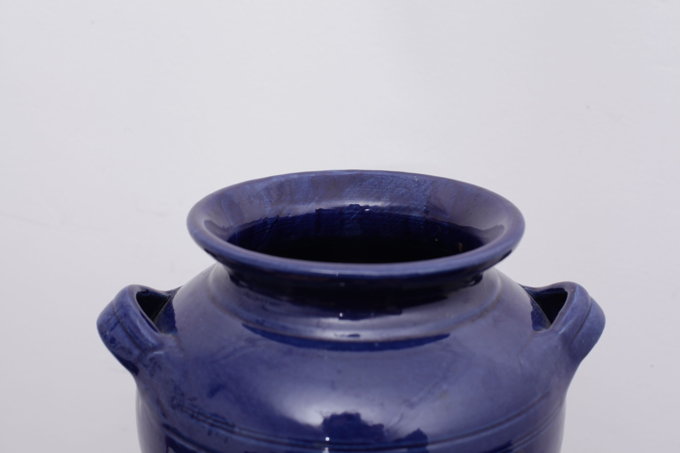 Blue terracotta pot vase 2 anses