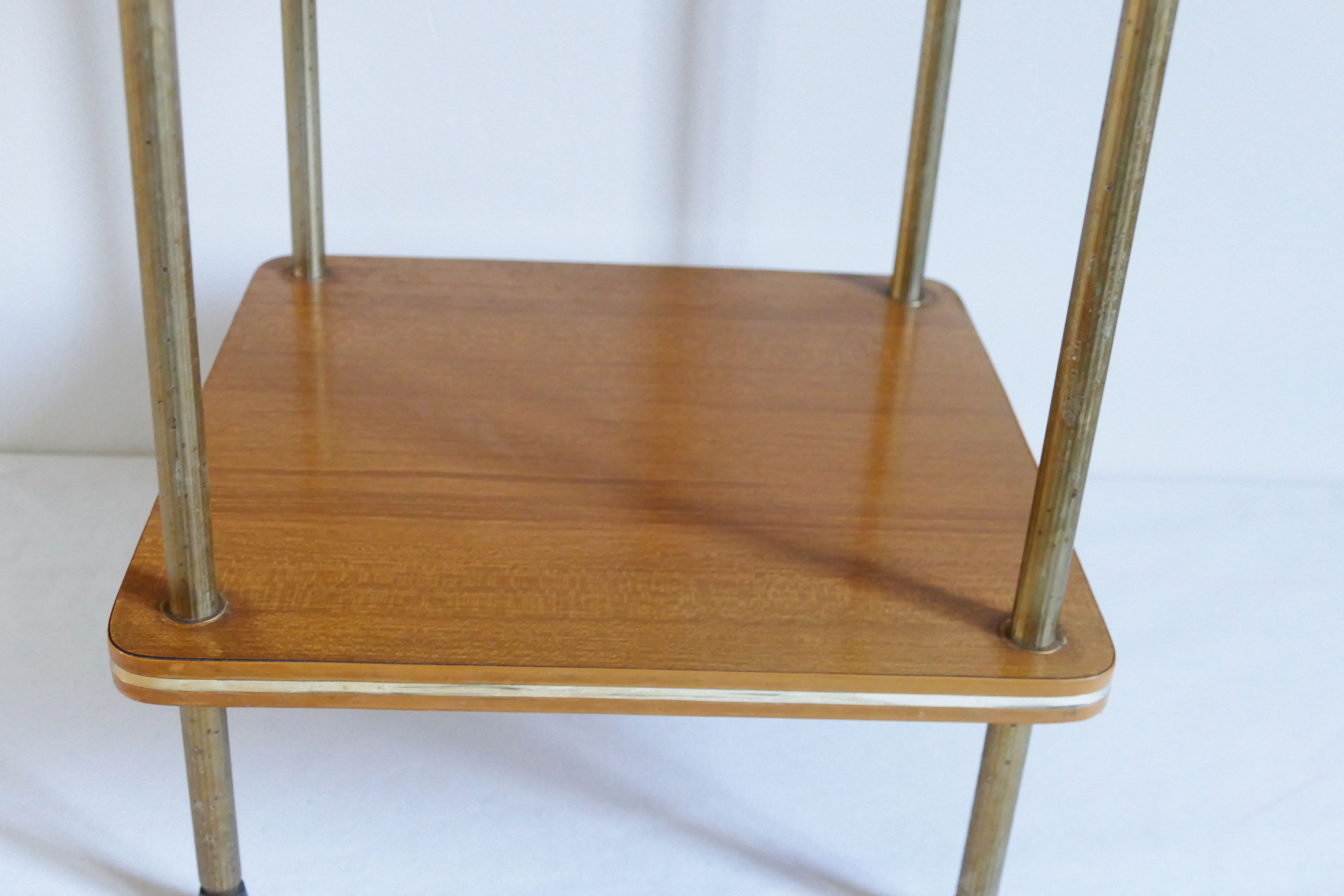 Vintage side table in brown formica
