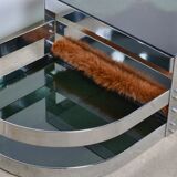 Table basse acier verre et peau de vache