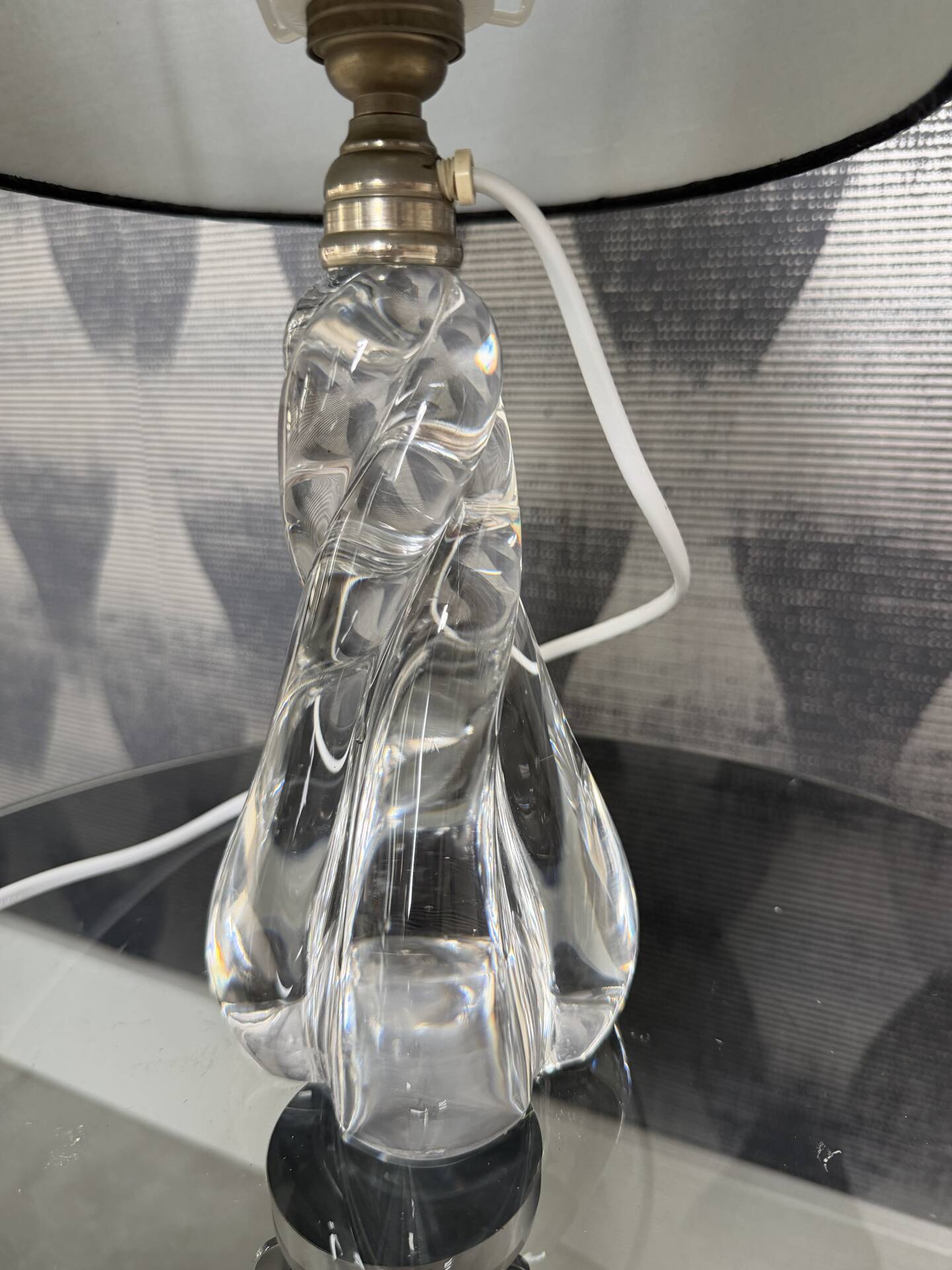 Vintage twisted crystal lamp base signed BACCARAT – 20th century