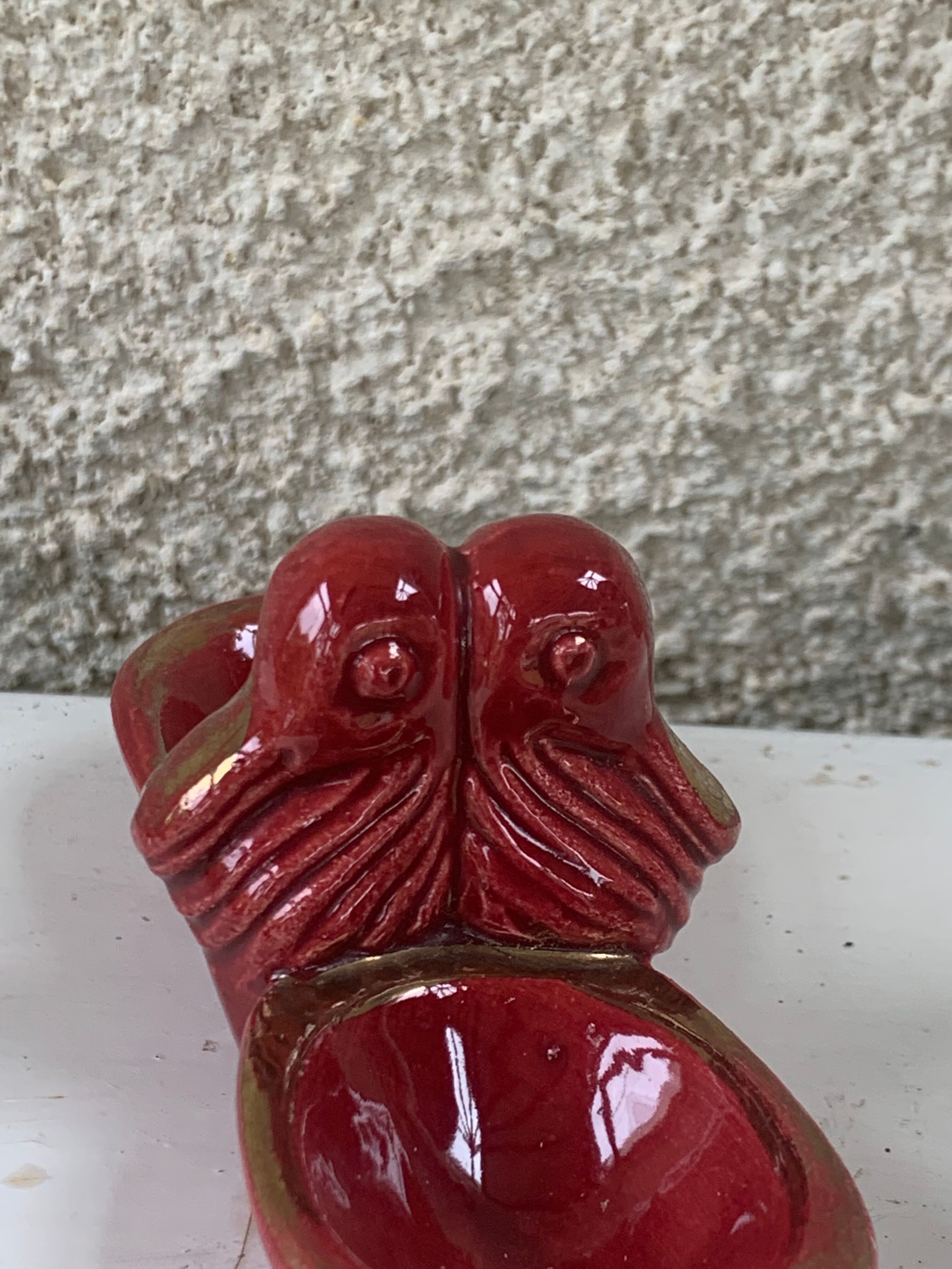 Saleron slurry in enamelled ceramic red and vintage gold