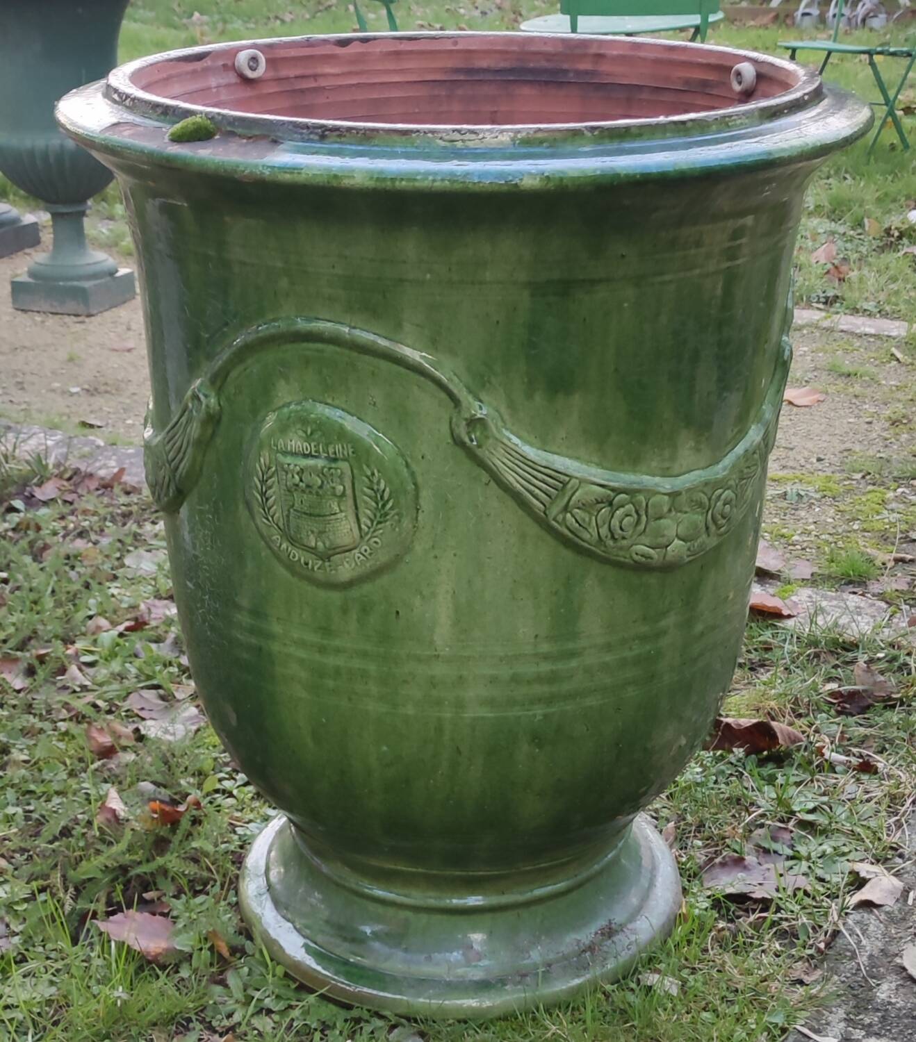Ancienne Grande Poterie Terre cuite émaillée La Madeleine Anduze