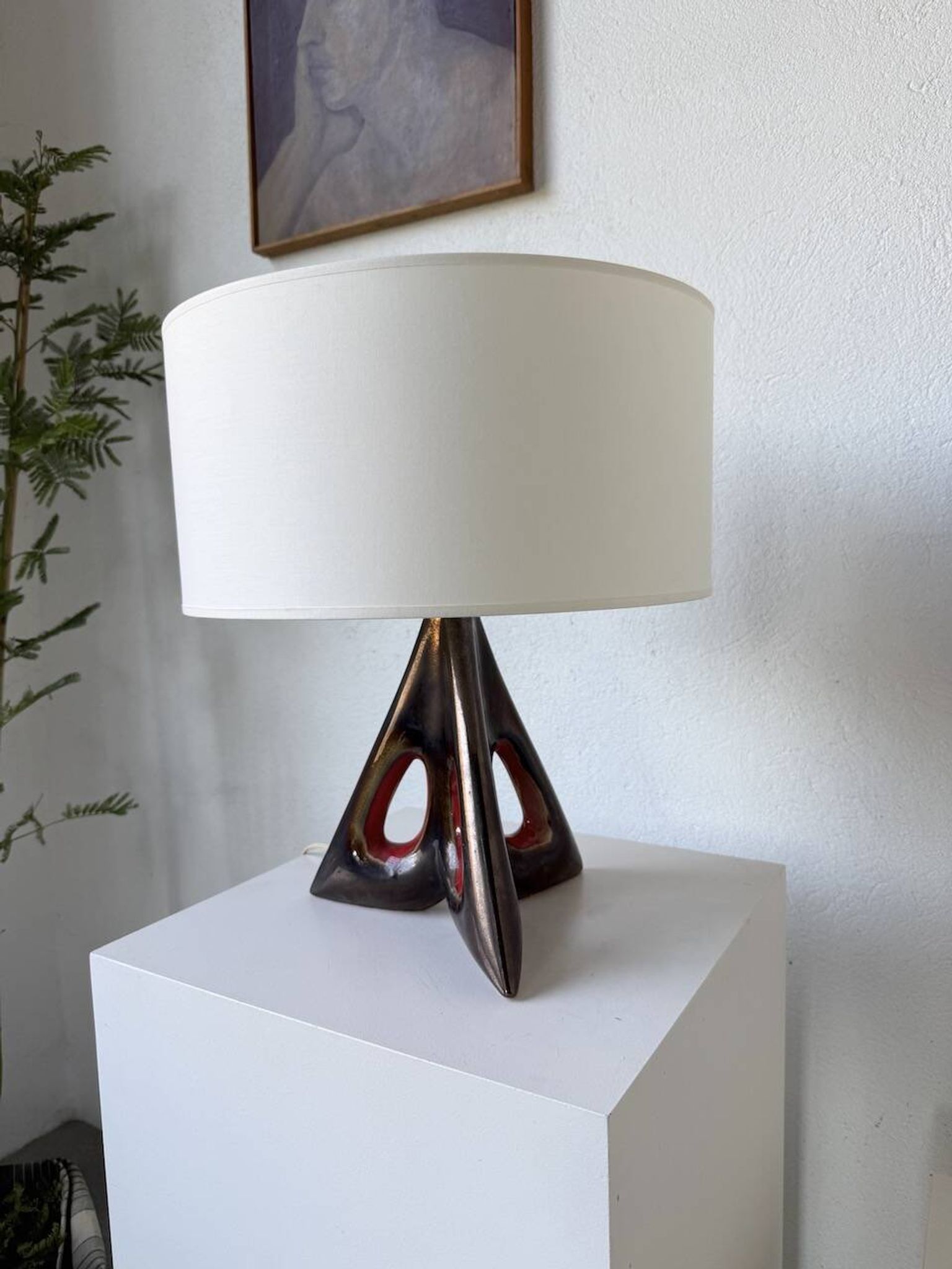 1950s ceramic table lamp, free form