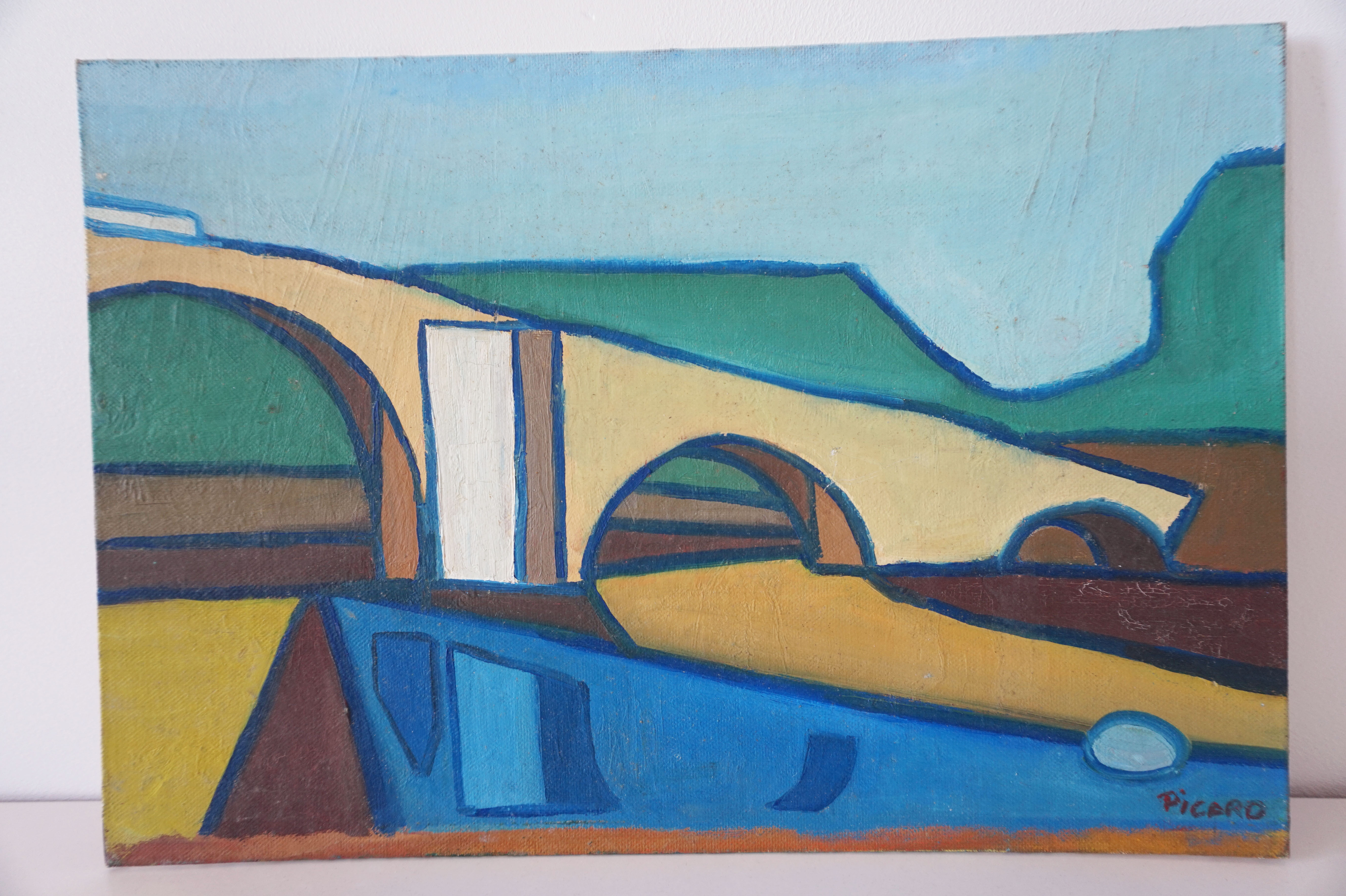 Oil painting painting "Pont roman de mane"