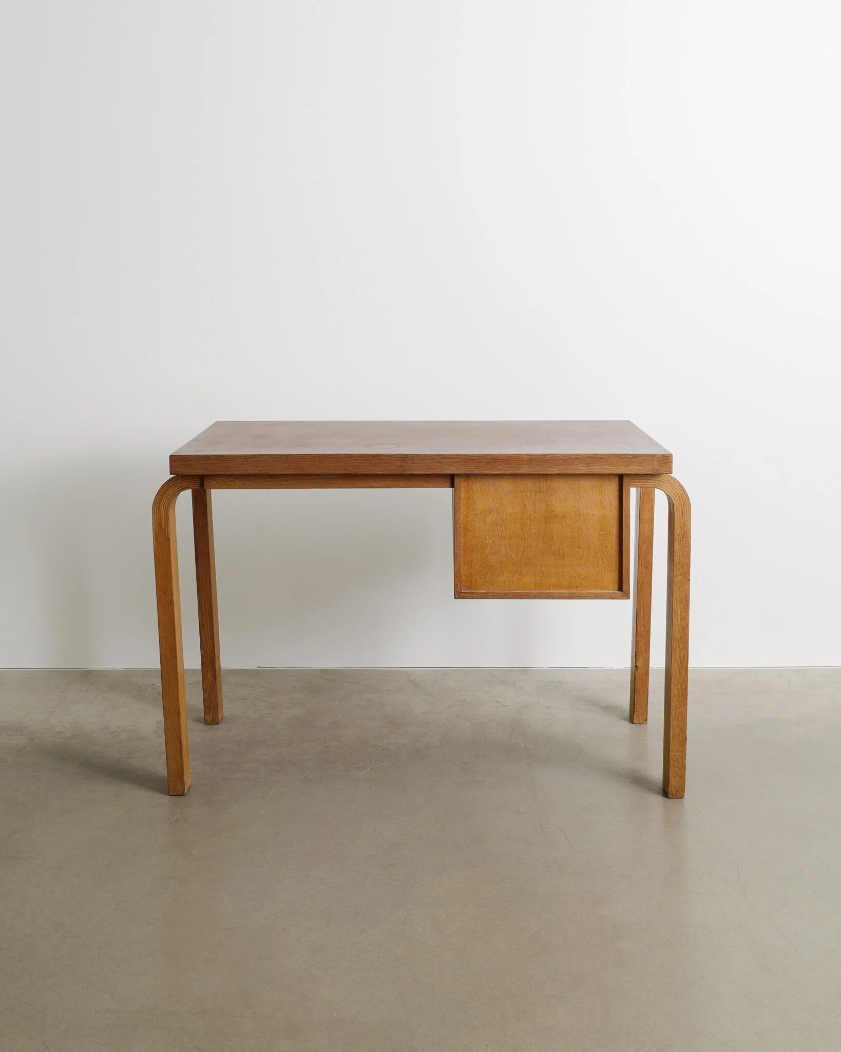 Early Vintage Finnish Mid Century Alvar Aalto Wooden Desk & Chair, 1940s