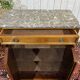 Small Louis XVI style cabinet in mahogany, oak, and marble top.