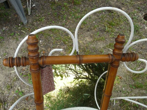 Miroir ancien en bois tourné style bambou H.47cm.