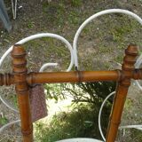 Miroir ancien en bois tourné style bambou H.47cm.
