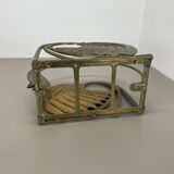 Hollywood Regency 4.8kg Brutalist Solid Brass Magazine Holder Stand, Italy