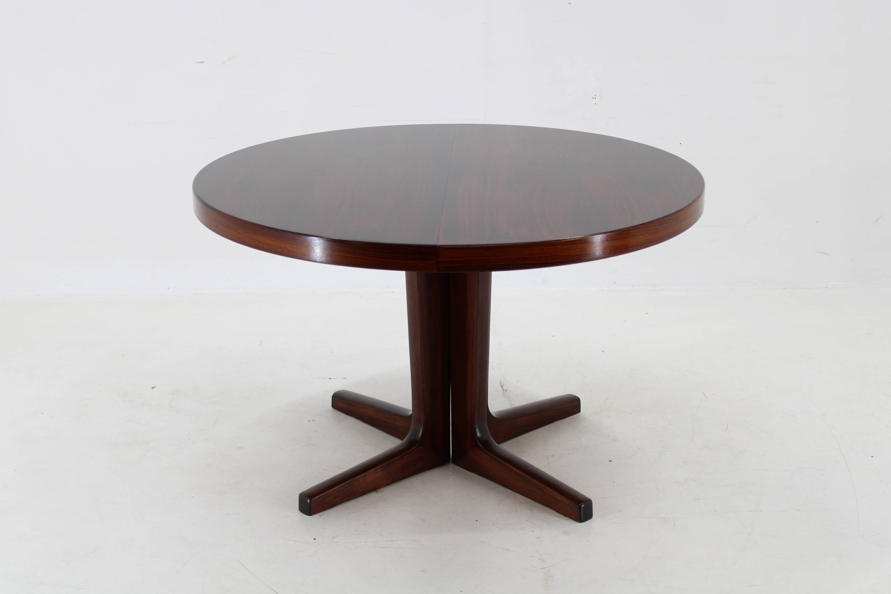1960s Danish Round Wooden Extendable Table