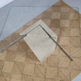 square dining table in travertine and glass , 80s