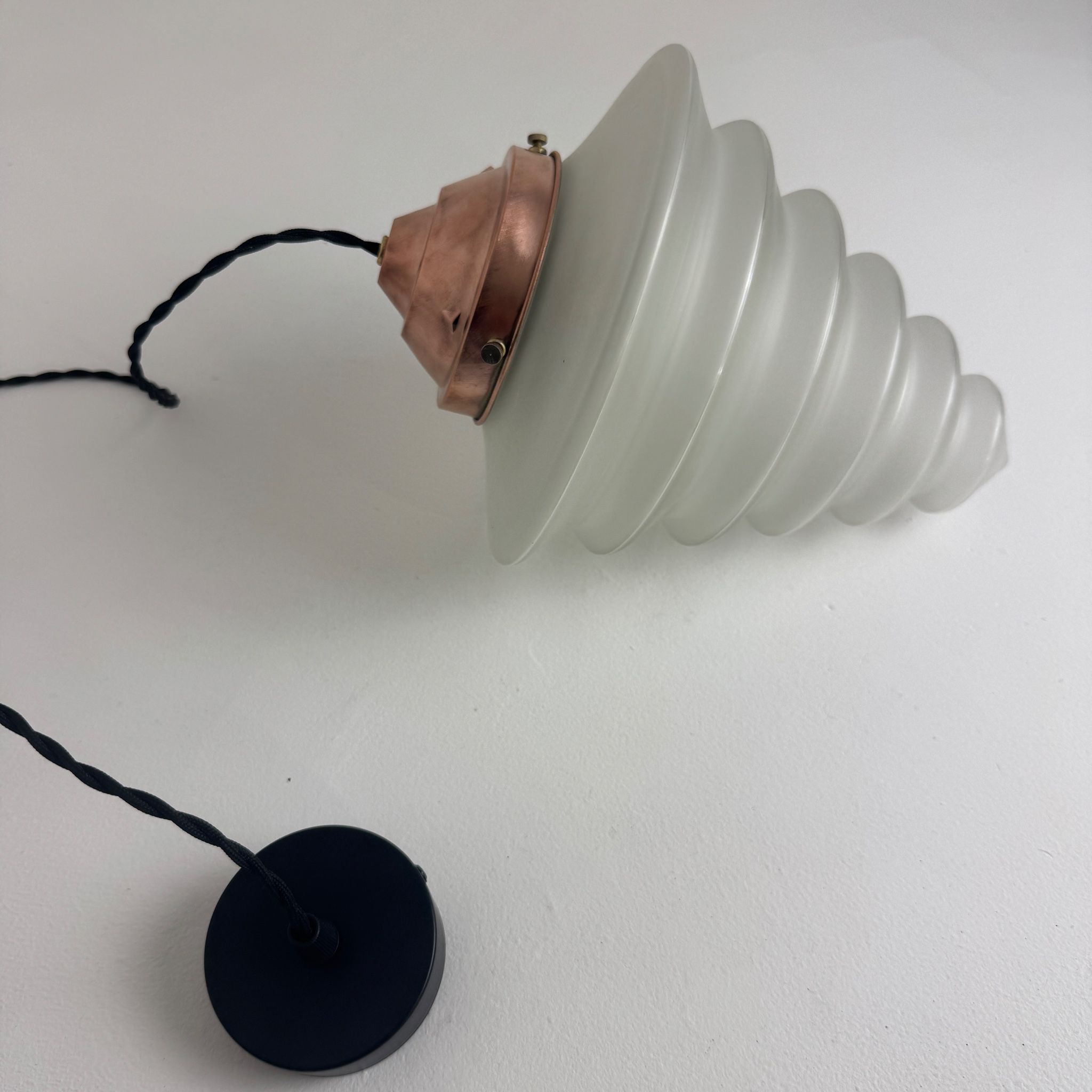 ANTIQUE ART DECO SUSPENSION 1930 FROSTED GLASS
