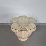Table d'appoint en roseau fendu / roseau crayon / rotin / cloche en bambou.