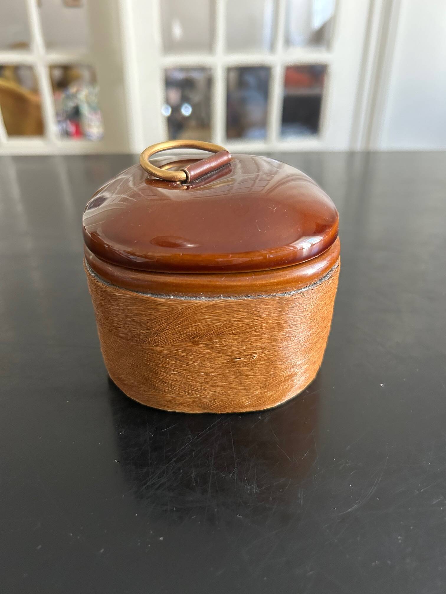 Longchamp leather and ceramic box