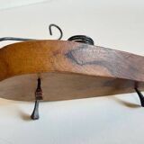 Brutalist olive wood candle holder vintage