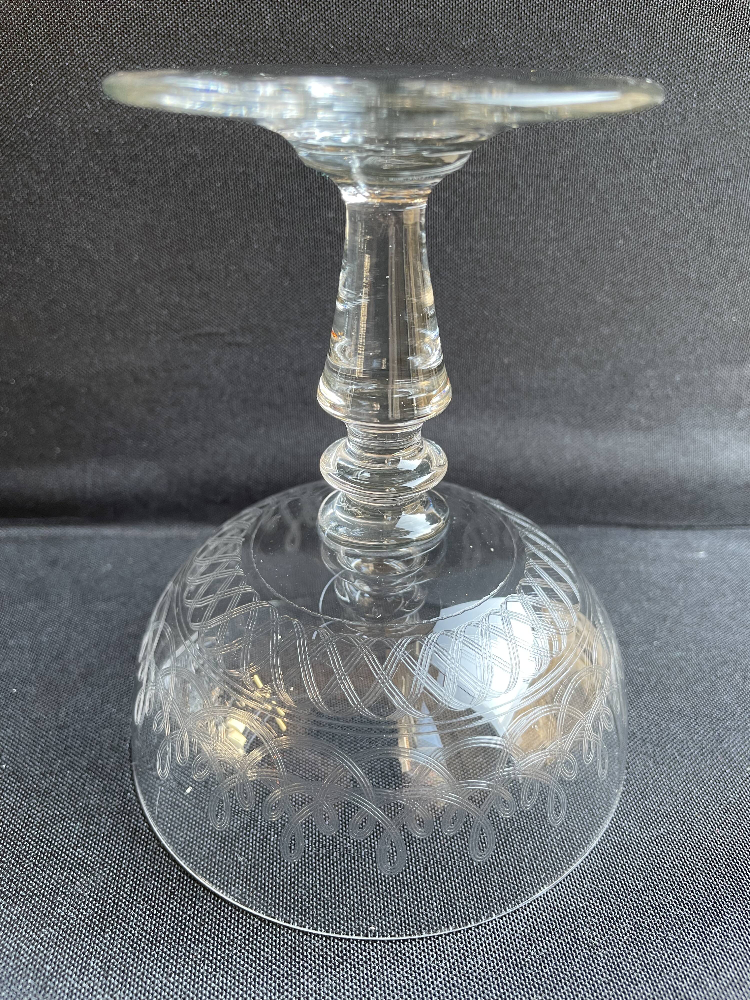 Champagne cups, art nouveau, 1/2 cristal soufflé et taillé