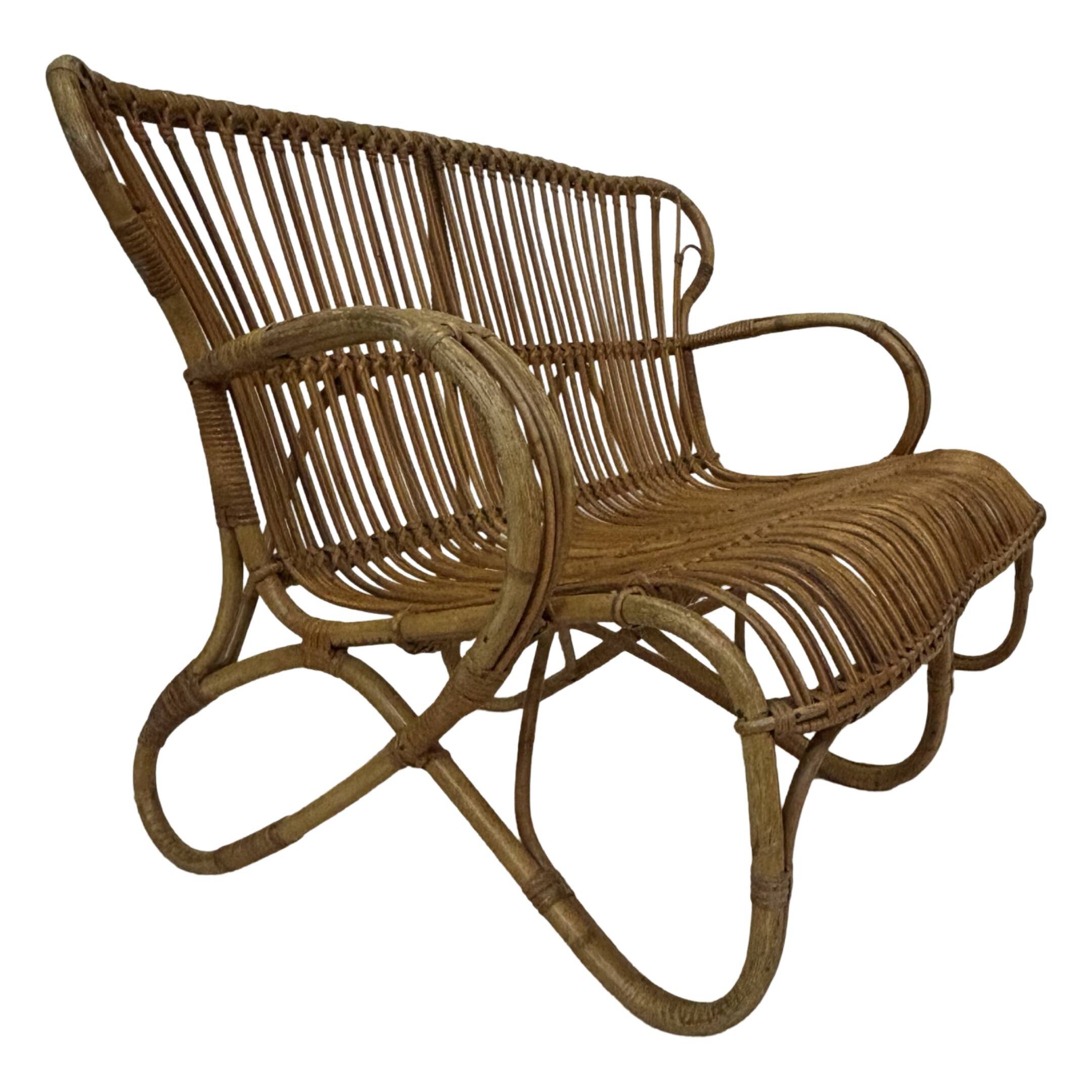 Vintage Rattan Sofa Belse 8 Design 1960s Rohe Noordwolde