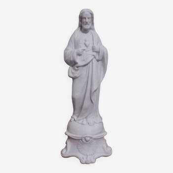 Statue religieuse Christ en biscuit Mauger