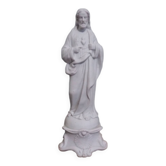 Statue religieuse Christ en biscuit Mauger