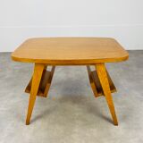 Table d'appoint pied compas années 50 porte livre en bois