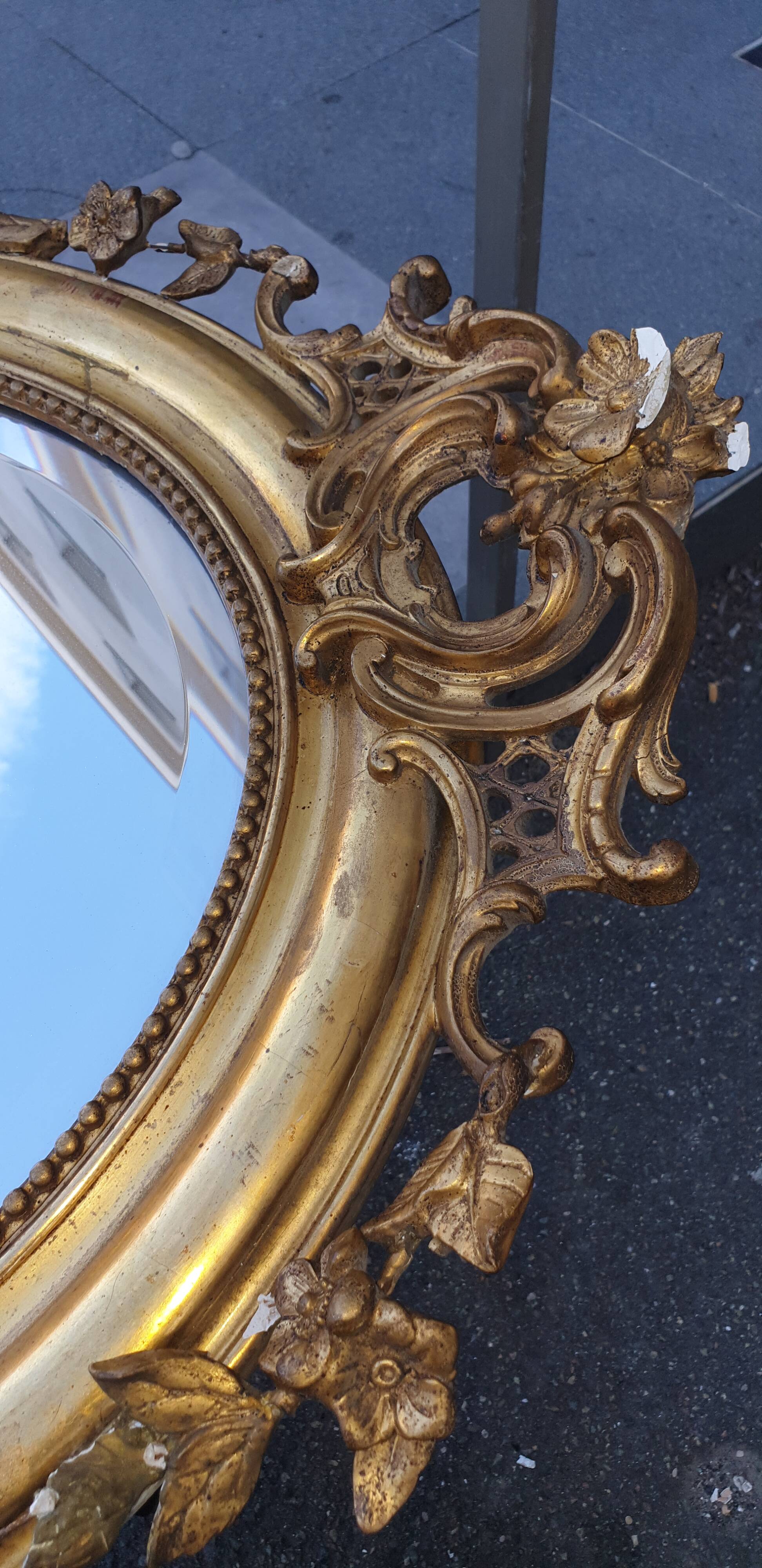 Oval mirror Louis xv period 19th century