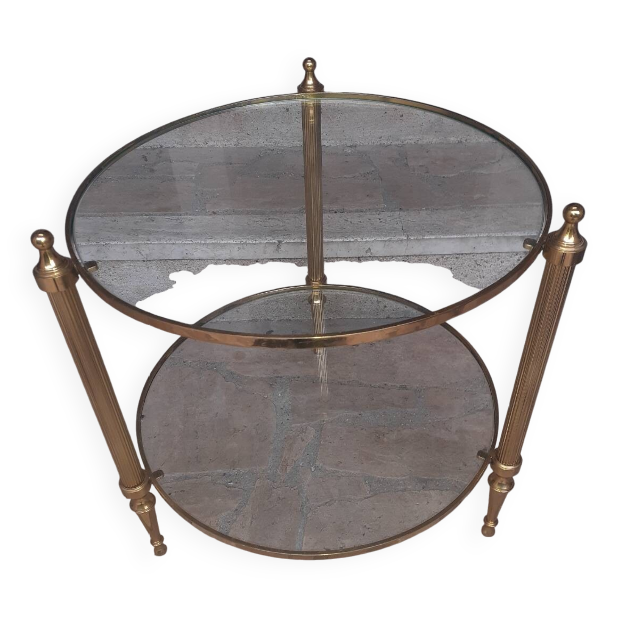 Vintage round brass coffee table, France 1960