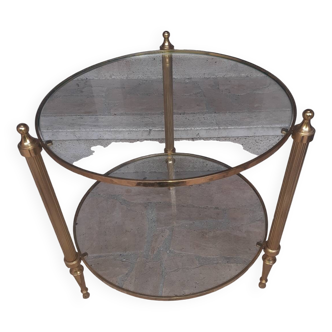 Vintage round brass coffee table, France 1960