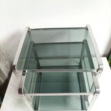 Nested tables in aluminium and smoked glass by Martini & Rossi, 1970s.