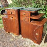 pair of art DECO oak bedside table