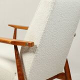 White curly armchair Scandinavian design by H. Lis 1970