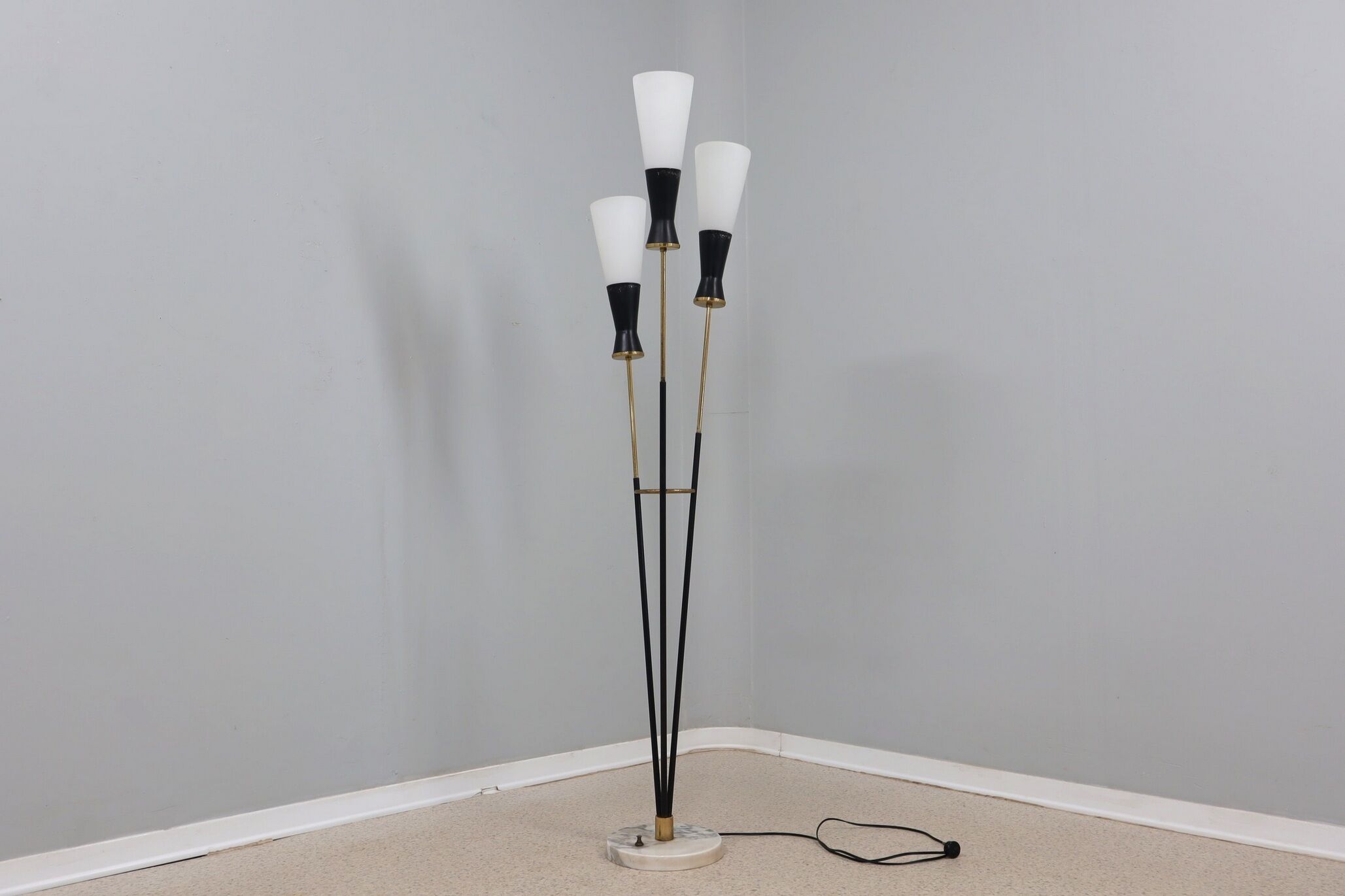 Mid century opaline glass floor lamp