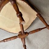 Corner armchair, dark wood and red velvet office chair.